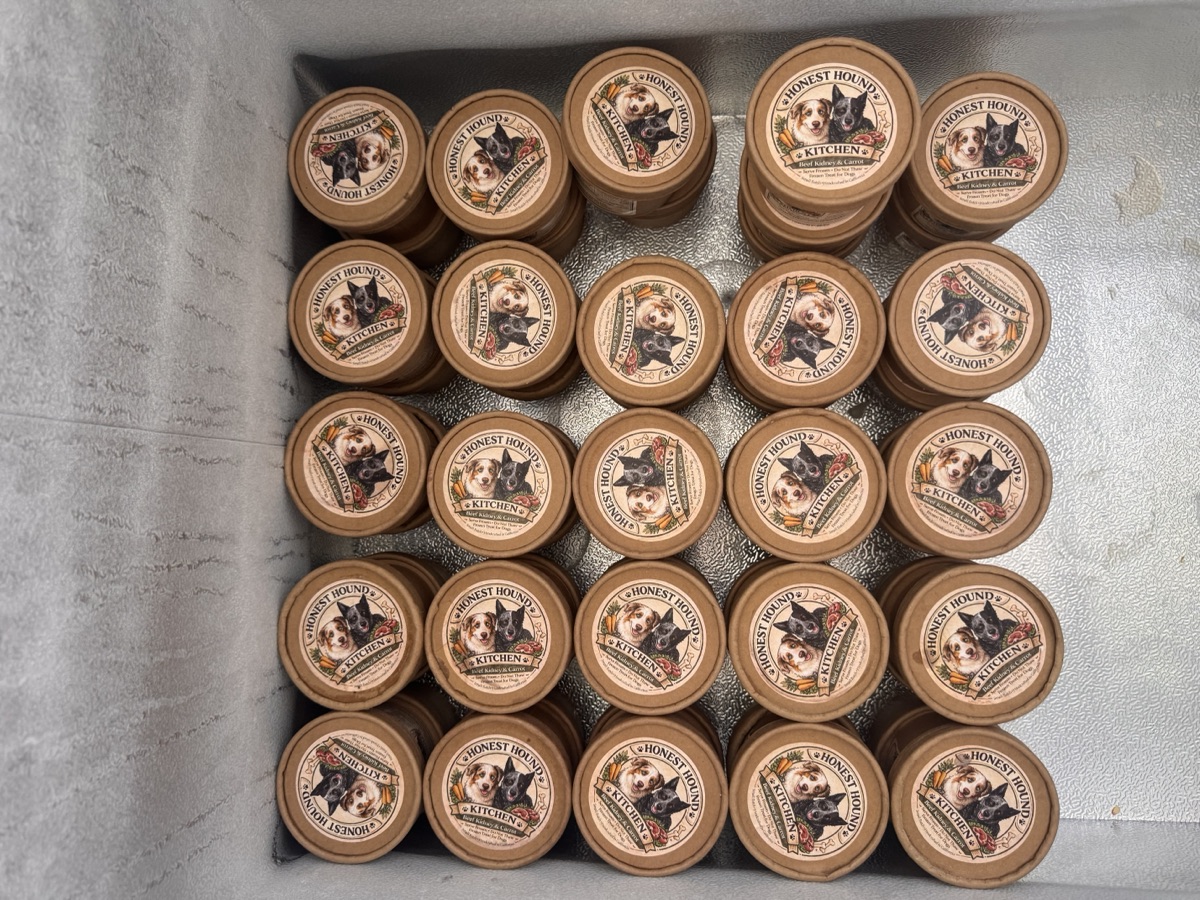 A freezer stocked with Honest Hound Kitchen treat cups